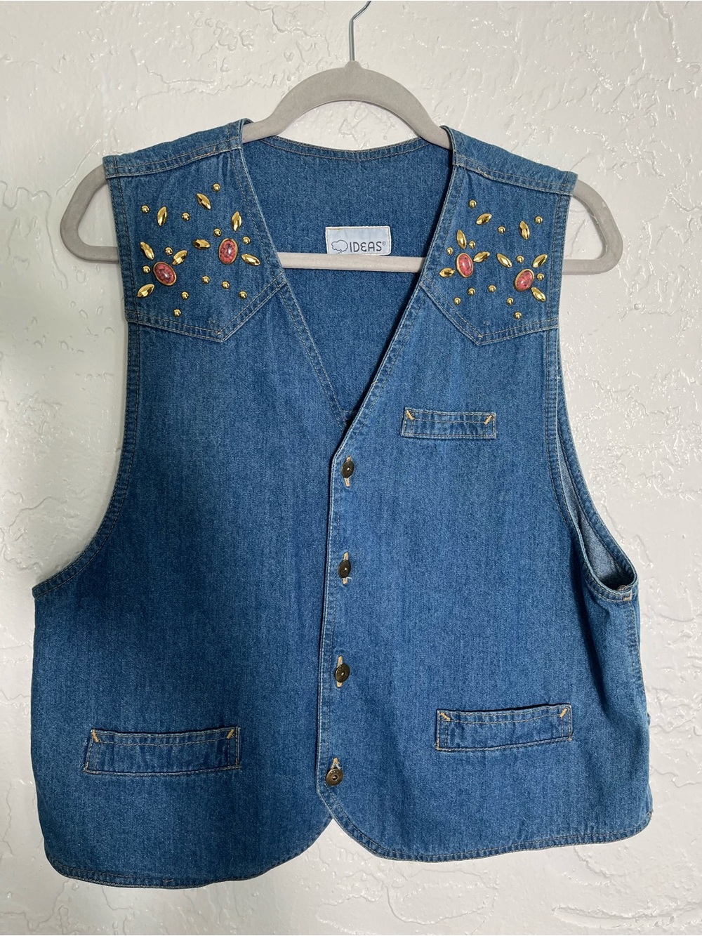Vintage Studded Denim Western Vest Size M‎